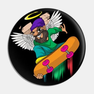 Skateboarding Angel Gnome Pin