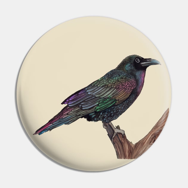 Rainbow Raven Pin by Heather Dorsch Creations