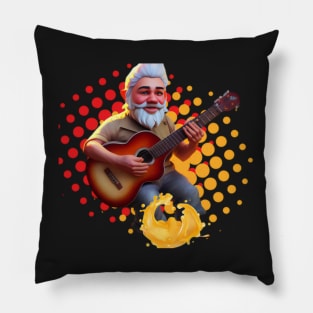 Gnome Musicians Guitar Halftone Splash Pillow