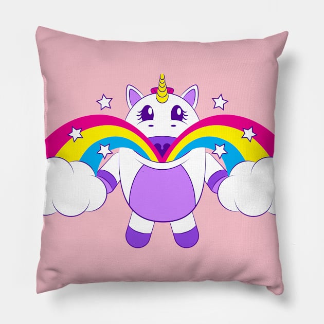 Unicorn and Rainbows Pillow by Ian Moss Creative