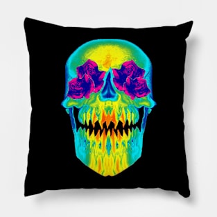 Monster Skull and Roses Pillow