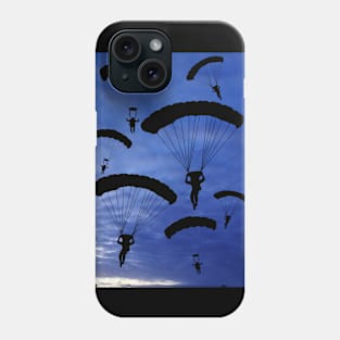 Parachuter's enjoying time in the blue sky as a group Phone Case