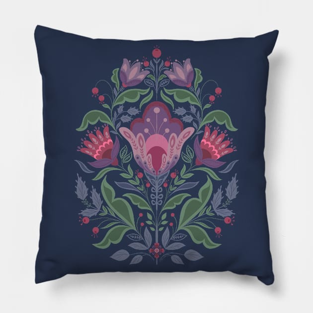 Folk Art Floral Pillow by aliwishes