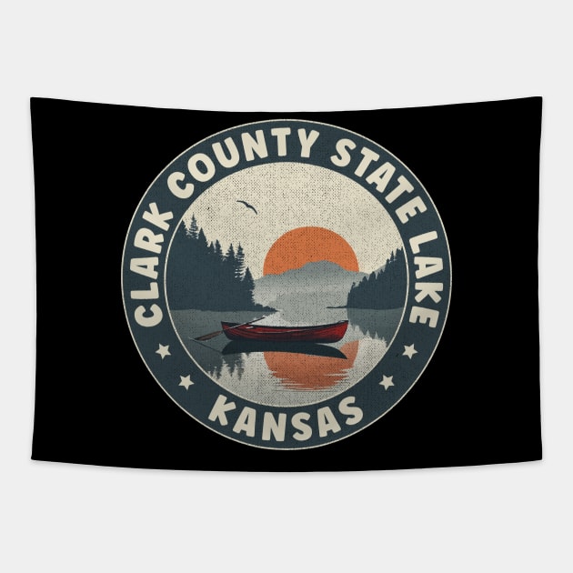 Clark County State Lake Kansas Sunset Tapestry by turtlestart