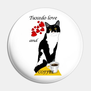 Cute Tuxedo Cat love and coffee  Copyright TeAnne Pin