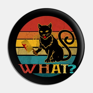 What Murderous Cat Holding Knife Halloween Costume Gift Pin