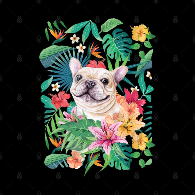 Tropical Cream White Frenchie French Bulldog 3 by LulululuPainting