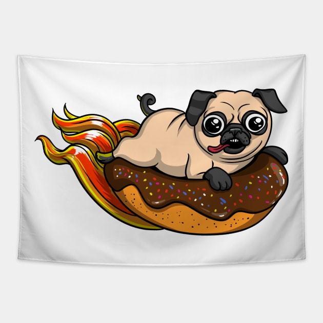 Pug Donut Tapestry by underheaven