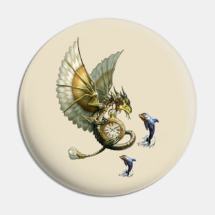 Steampunk dragons & dolphins Pin