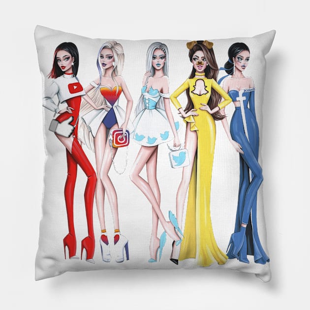 girls social networks Pillow by MissBibishka