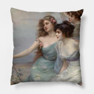 The Three Graces by Edouard Bisson Pillow