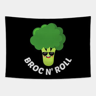 BROC N' ROLL - Cute Broccoli Pun Tapestry