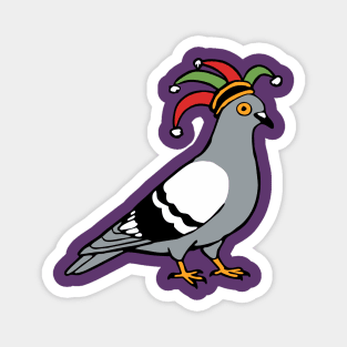 Mardi Gras Pigeon Jester Hat – Carnival Bird Illustration Magnet