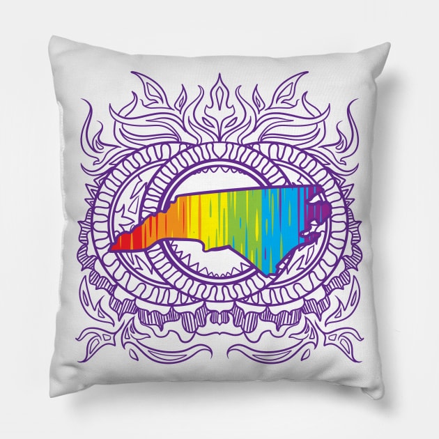 North Carolina Mandala Pride Pillow by Manfish Inc.