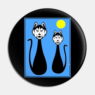 Dog Couple Whimsical Comic Surreal Print Pin