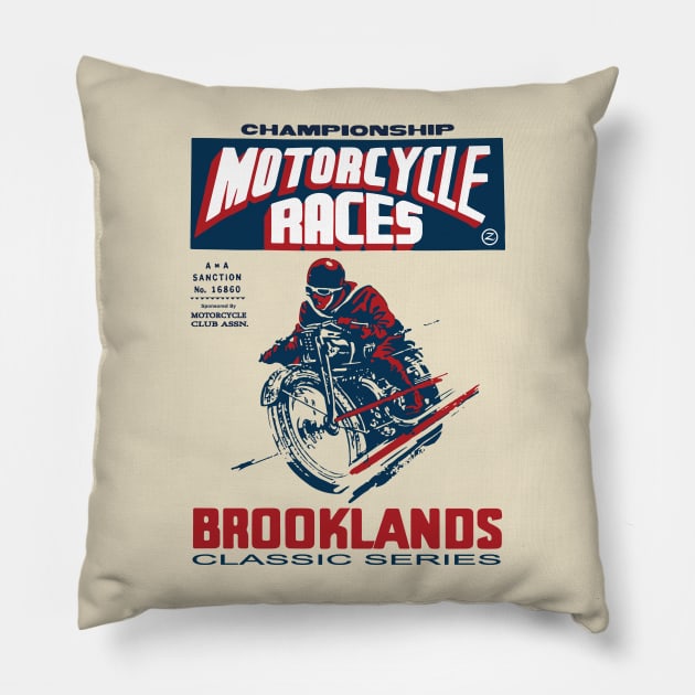 moto vintage racer Pillow by retroracing