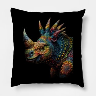 Colorful Horned Dino Too Pillow