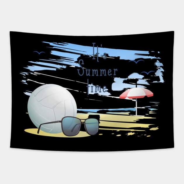 it' s  summer  time sports card .volleyball Tapestry by busines_night