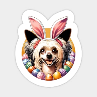 Chinese Crested with Bunny Ears Celebrates Easter Joyfully Magnet