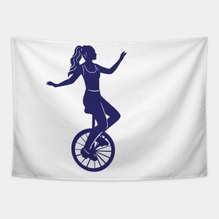 Girl On A Unicycle Tapestry