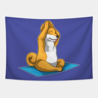 Shiba Inu Fitness Yoga Meditation Tapestry