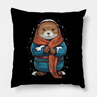 Otter in Winter Pillow