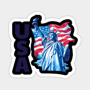 Usa - Statue Of Liberty American Flag - Perfect For Independence Day 4Th Of July Magnet