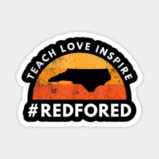 Teach Love Inspire Red For Ed T-Shirt North Carolina Teacher Magnet