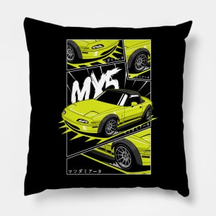 Yellow miata jdm manga style Pillow