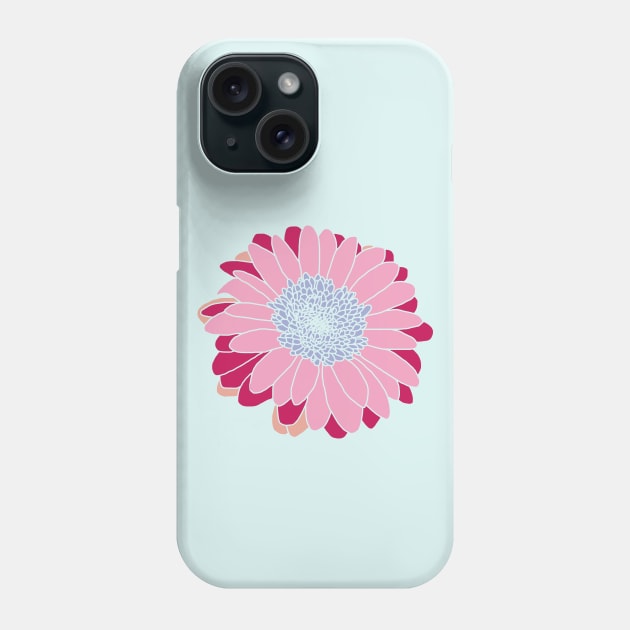 Painted Daisy Flower in Pink and Blue Graphic Phone Case by ellenhenryart