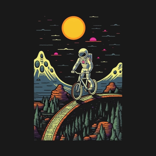 Cycling Spaceman Mountain Bike Astronaut Cyclist MTB Bicycle by teesontap