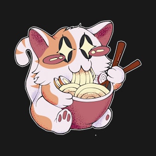 Cat Eating Ramen Anime Neko Kawaii Japanese Cartoon T-Shirt