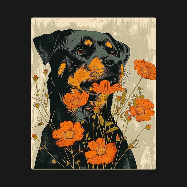 Rottweiler Dog Flowers Photo Art Design For Dog Onwer by karishmamakeia