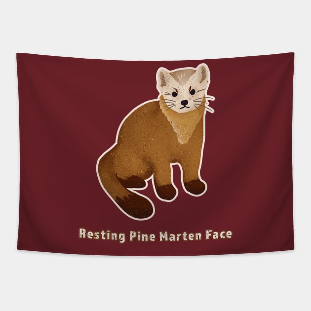 Resting Pine Marten Face Tapestry by Annelie