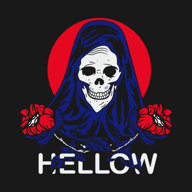 Hellow Skull With Two Red Rose by Dumastore12