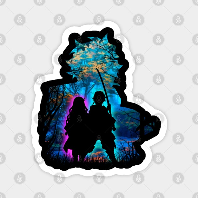 Komado's family forest set Silhouette Magnet by Meca-artwork