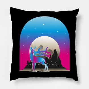 Cute Deer at night with Moon Pillow
