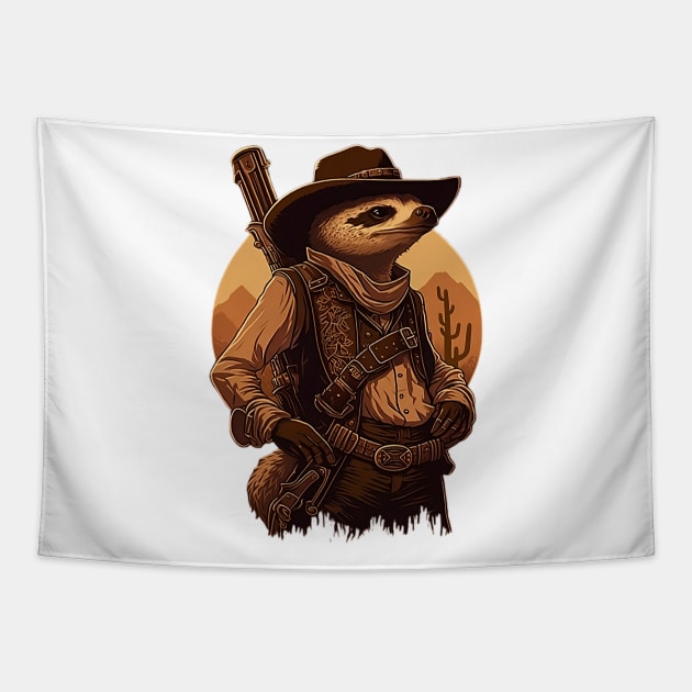 Sloth the Slowest Gun in the West Tapestry by zoocostudio