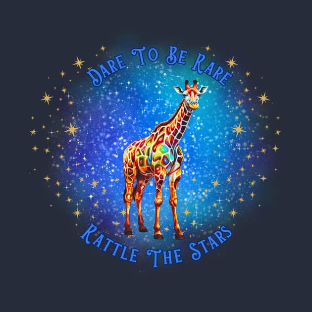 Dare to be Rare, Rattle the Stars Inspirational Giraffe, Neurodivergence by Nebula Nexus