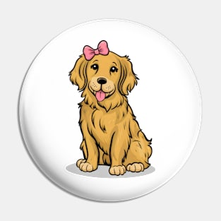 Coquette Golden Retriever Pin