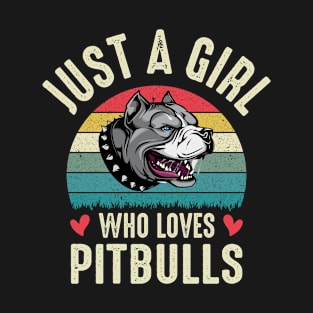 Pitbull  Lovers , Just A Girl Who Loves Pitbulls Funny Pitbull Mom Womens T-Shirt