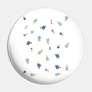 Coquette Aesthetic Ditsy Tiny Blue Flowers Pattern Pin