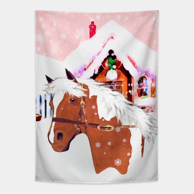 Horse Lovers Christmas Decoration Tapestry by KC Morcom aka KCM Gems n Bling aka KCM Inspirations