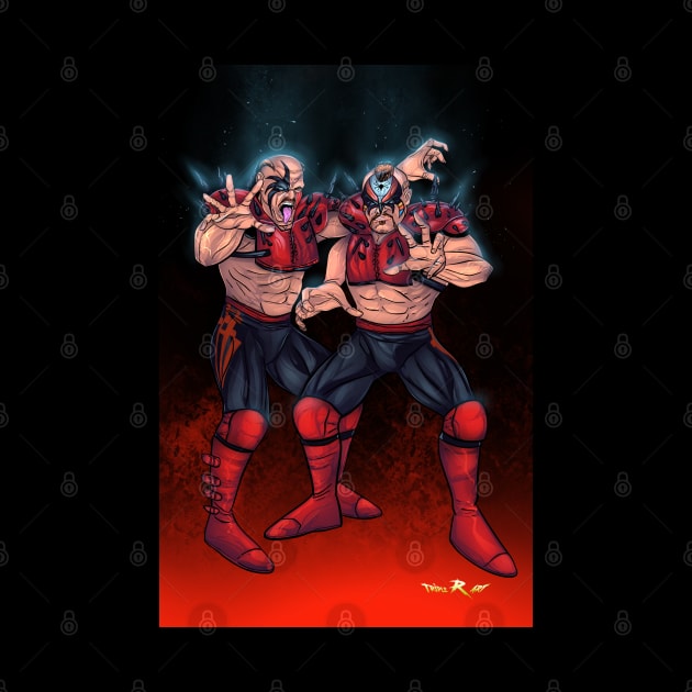 Legion of Doom Road Warriors wrestling art by Triple R Art