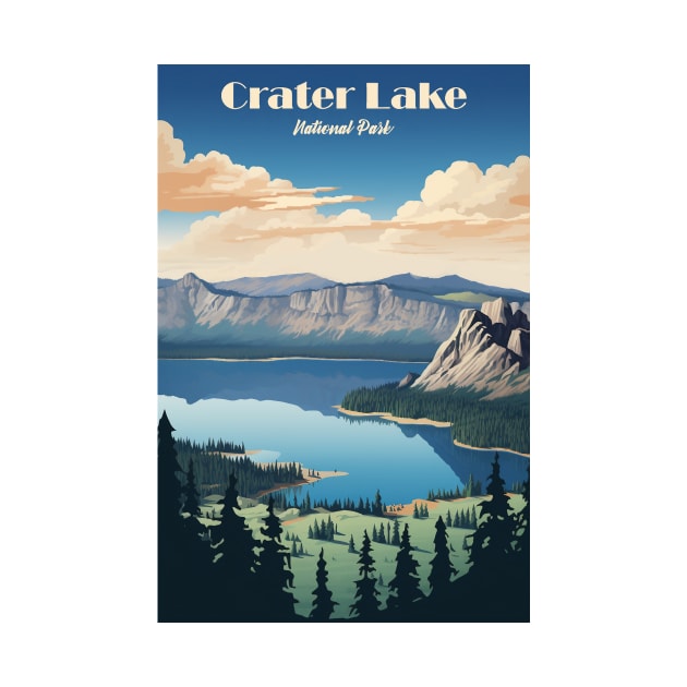 Crater Lake National Park Travel Poster by GreenMary Design