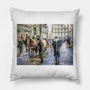 Fiakers at Stephansplatz Vienna. Pillow