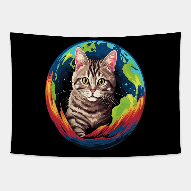 American Shorthair Earth Day Tapestry by JH Mart