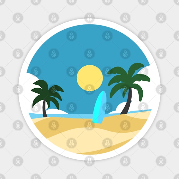 beach sea ocean cartoon Magnet by Ojoy