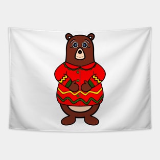 Funny Bear Beary Christmas Tapestry