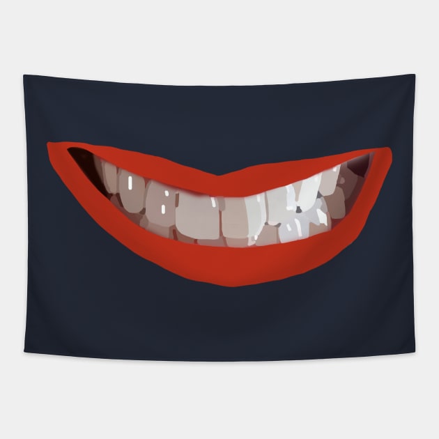 Reds Lips Smile Tapestry by ellenhenryart